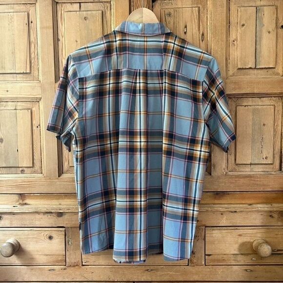 Men's Patagonia Small Fezzman Button Front Shirt Blue Brown Collared - Sm. Flaw - Picture 7 of 9